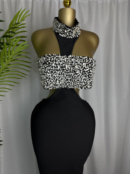 The Midnight Crystal Cutout Gown