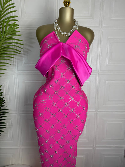 Fuchsia Royale Off-Shoulder Maxi Dress