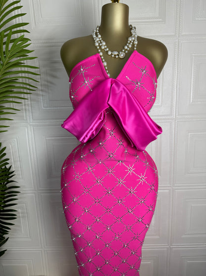 Fuchsia Royale Off-Shoulder Maxi Dress