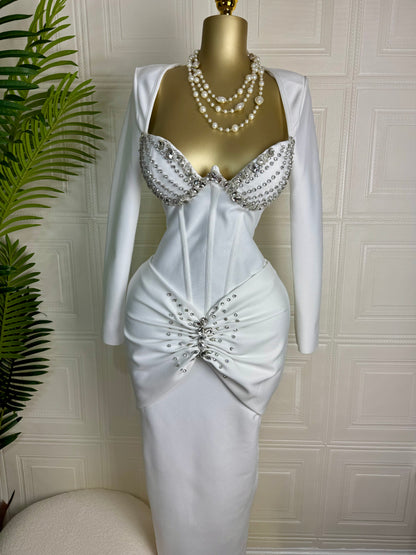 Crystal Corset White Dress