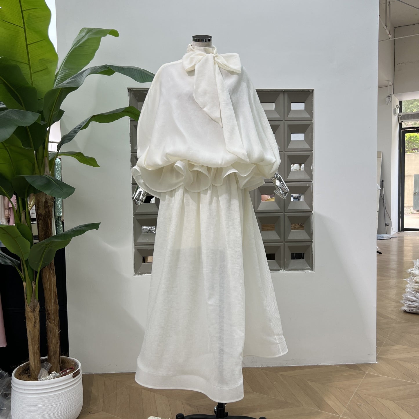 Bow Ruffle Maxi Dress