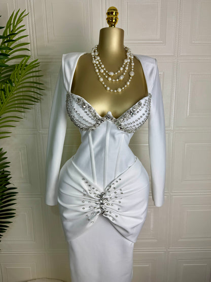 Crystal Corset White Dress