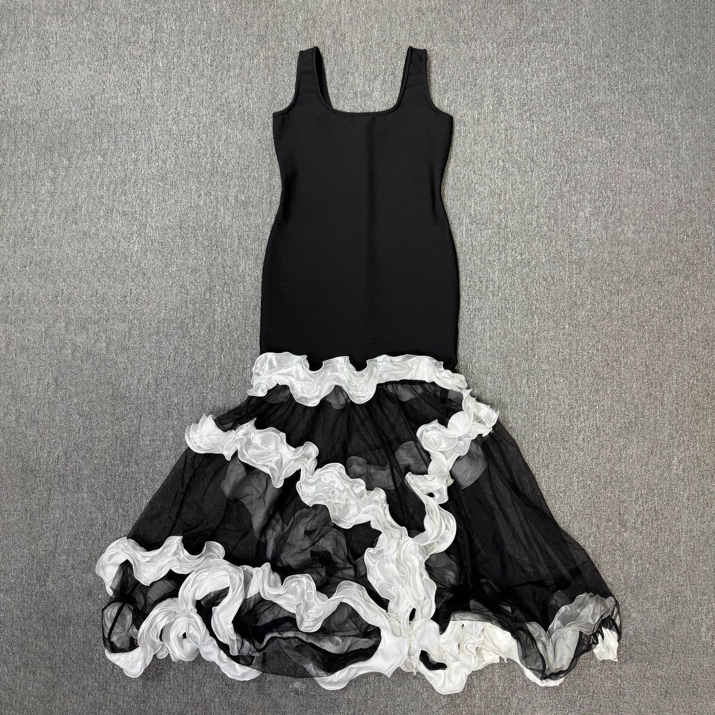 Sleeveless Lace Trim Bandage Maxi Dress