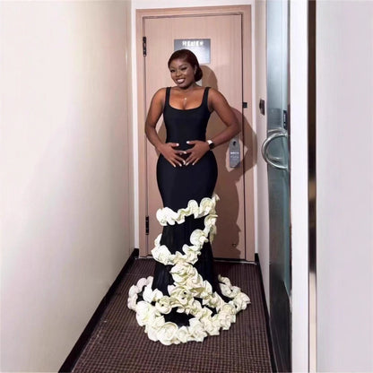 Sleeveless Lace Trim Bandage Maxi Dress