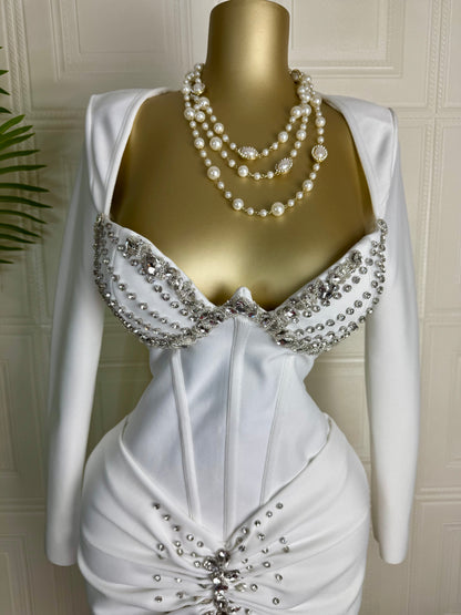 Crystal Corset White Dress