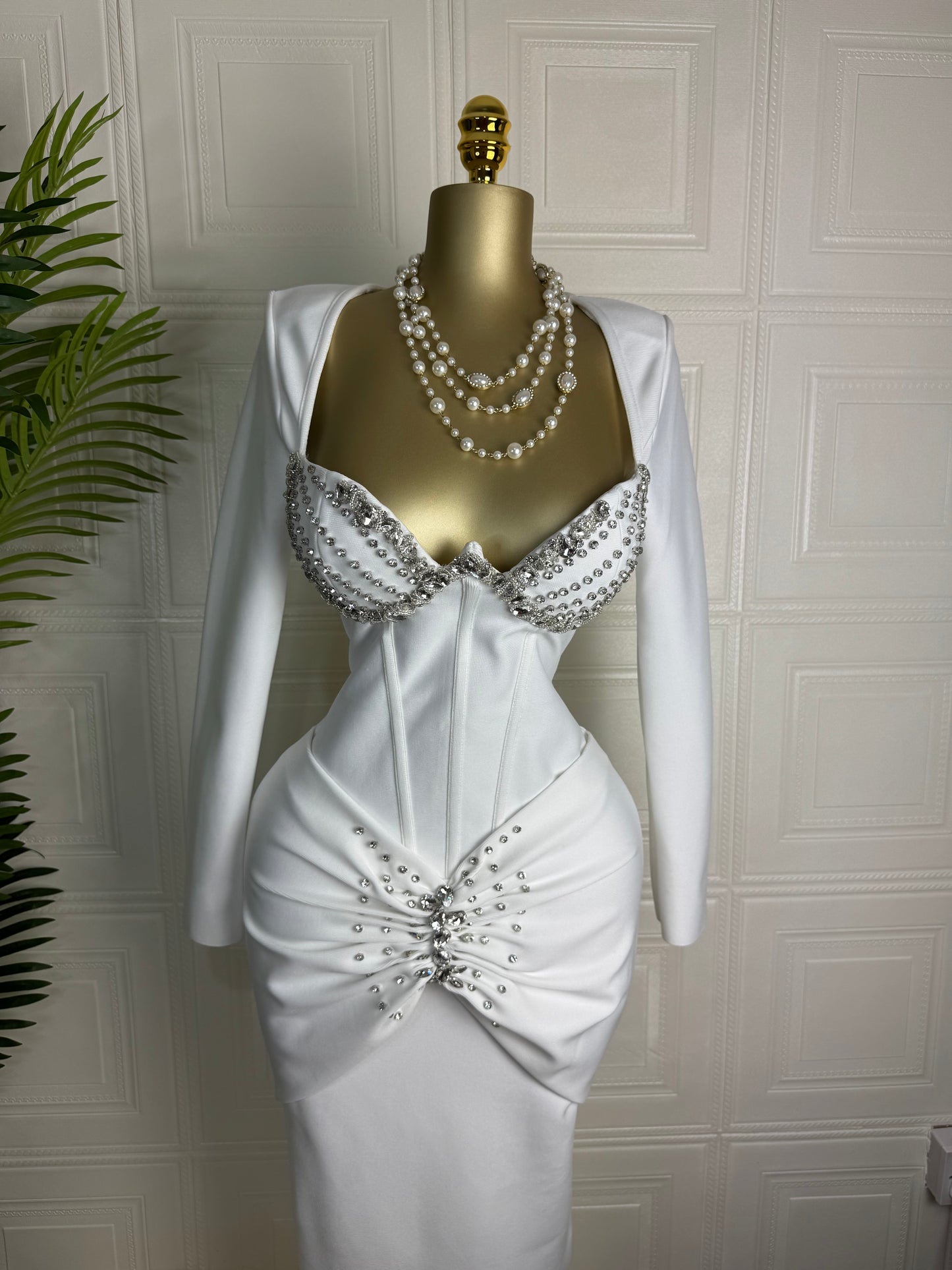 Crystal Corset White Dress Bk Chic Luxury Crystal Corset White Dress Bk Chic Luxury
