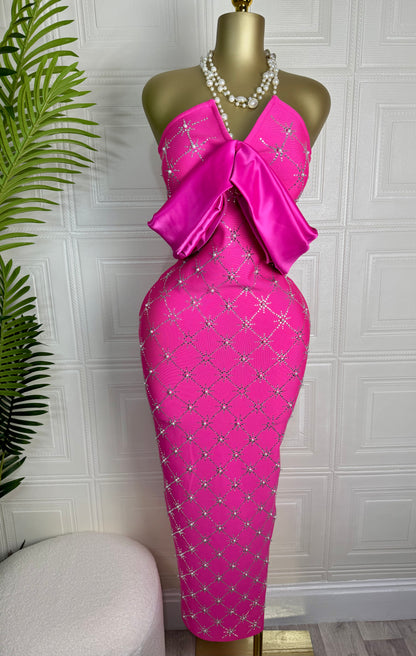 Fuchsia Royale Off-Shoulder Maxi Dress