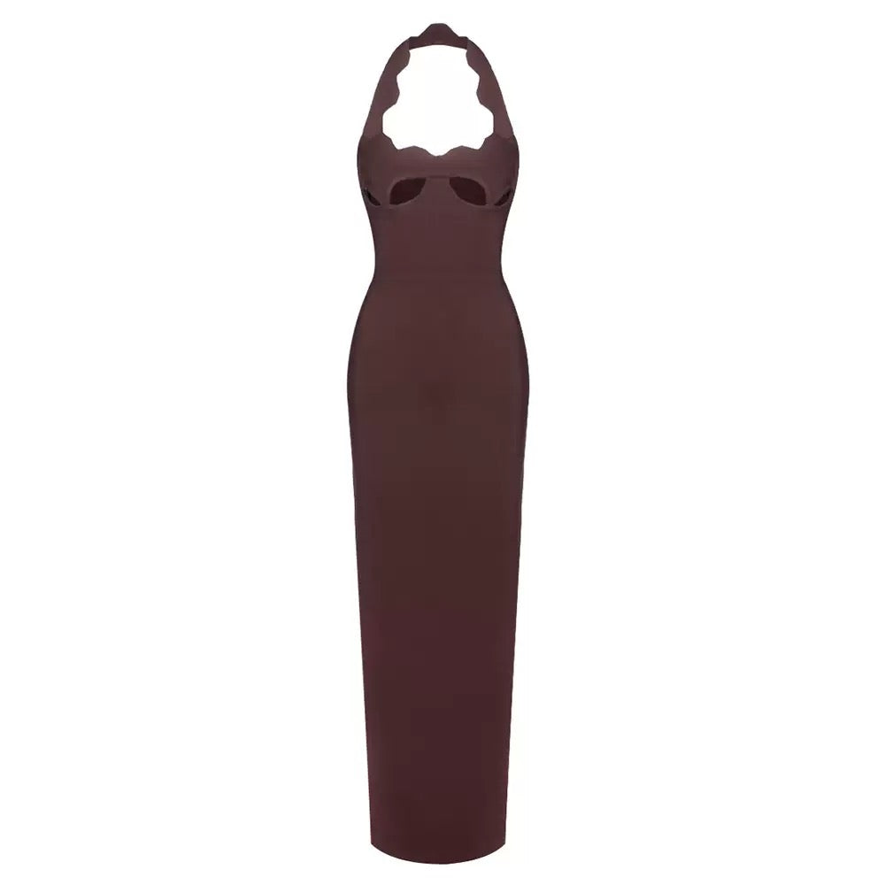 Brown Midnight Silhouette Cut-Out Maxi Dress