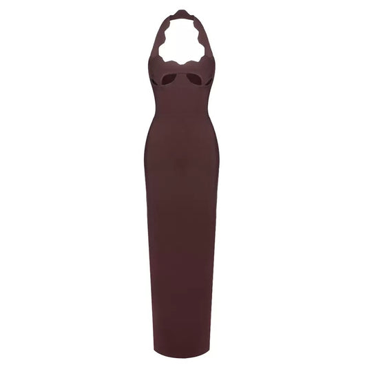 Brown Midnight Silhouette Cut-Out Maxi Dress