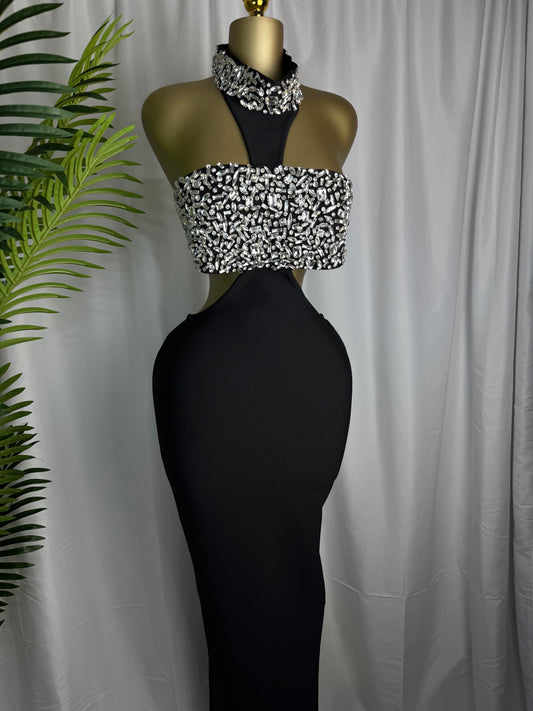The Midnight Crystal Cutout Gown