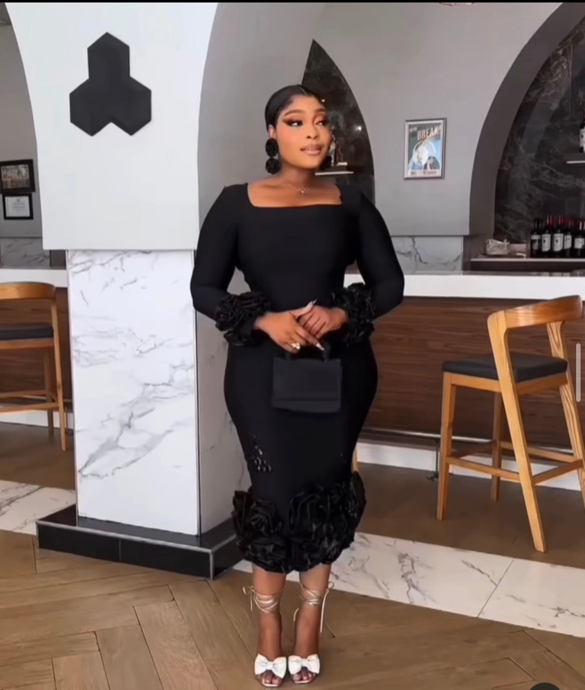 Midnight Rose Sculpted Midi Dress