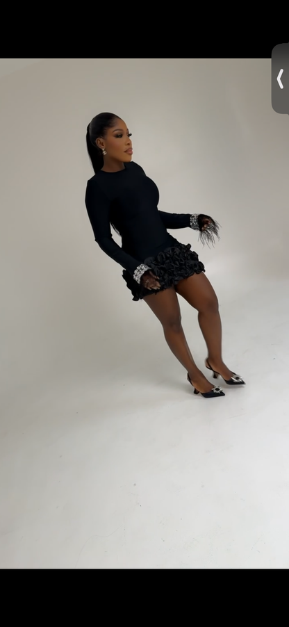 Noir Bloom Mini Dress