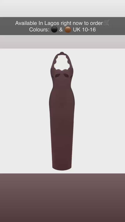 Brown Midnight Silhouette Cut-Out Maxi Dress